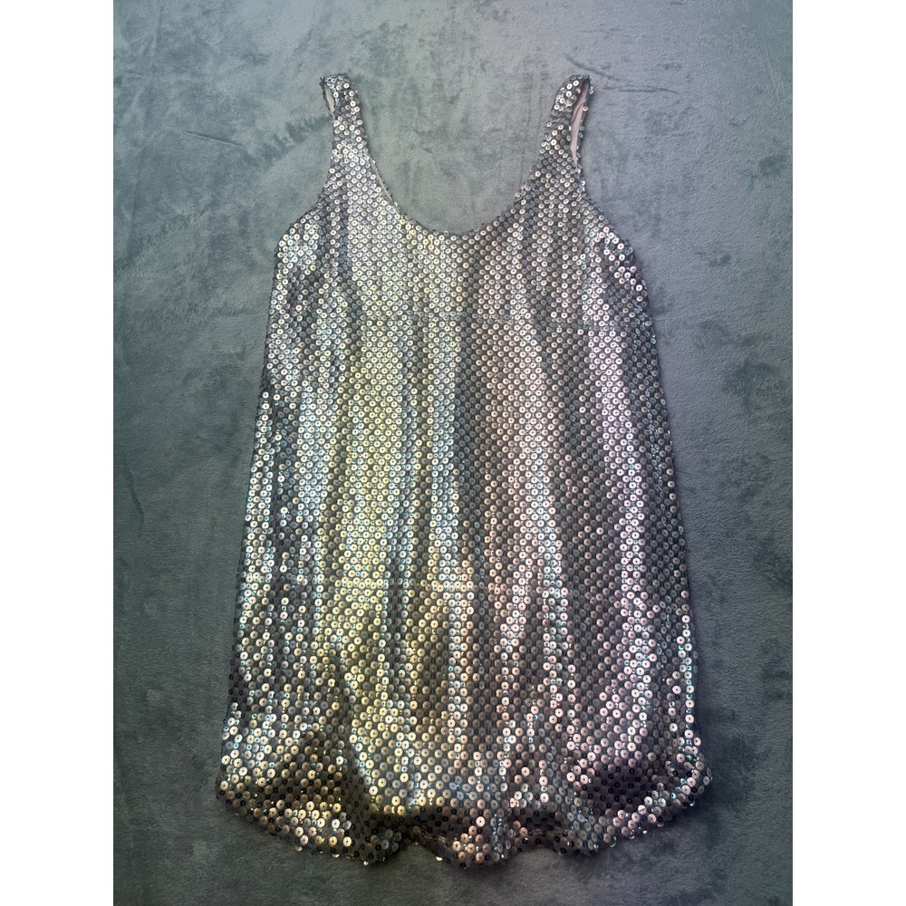 Aqua Capsule Silver Pink Aqua Sequin Mini Cocktail Party Dress Womens Size M